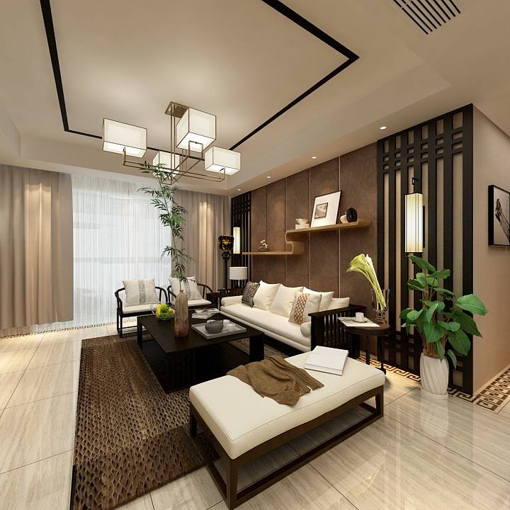 新中式客厅装饰架装修效果图片与设计解析